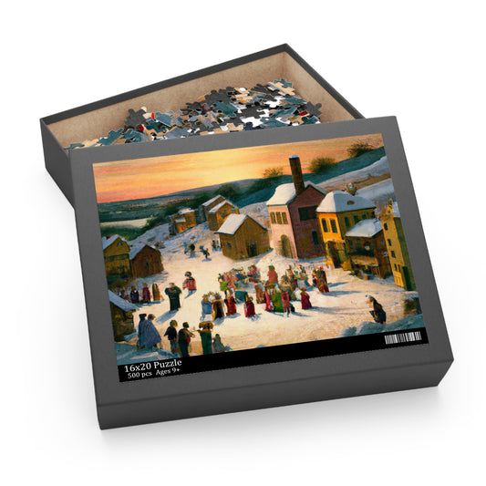 Vintage Christmas Village - JigSaw Puzzle 500 Piece: Victorine Noel - Christmas Gift | Holiday Scenes