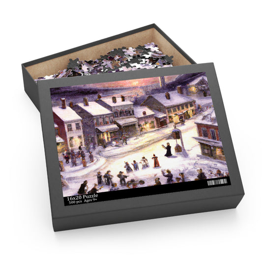 Vintage Christmas Village - JigSaw Puzzle 500 Piece: Adella Wintertree - Christmas Gift | Holiday Scenes