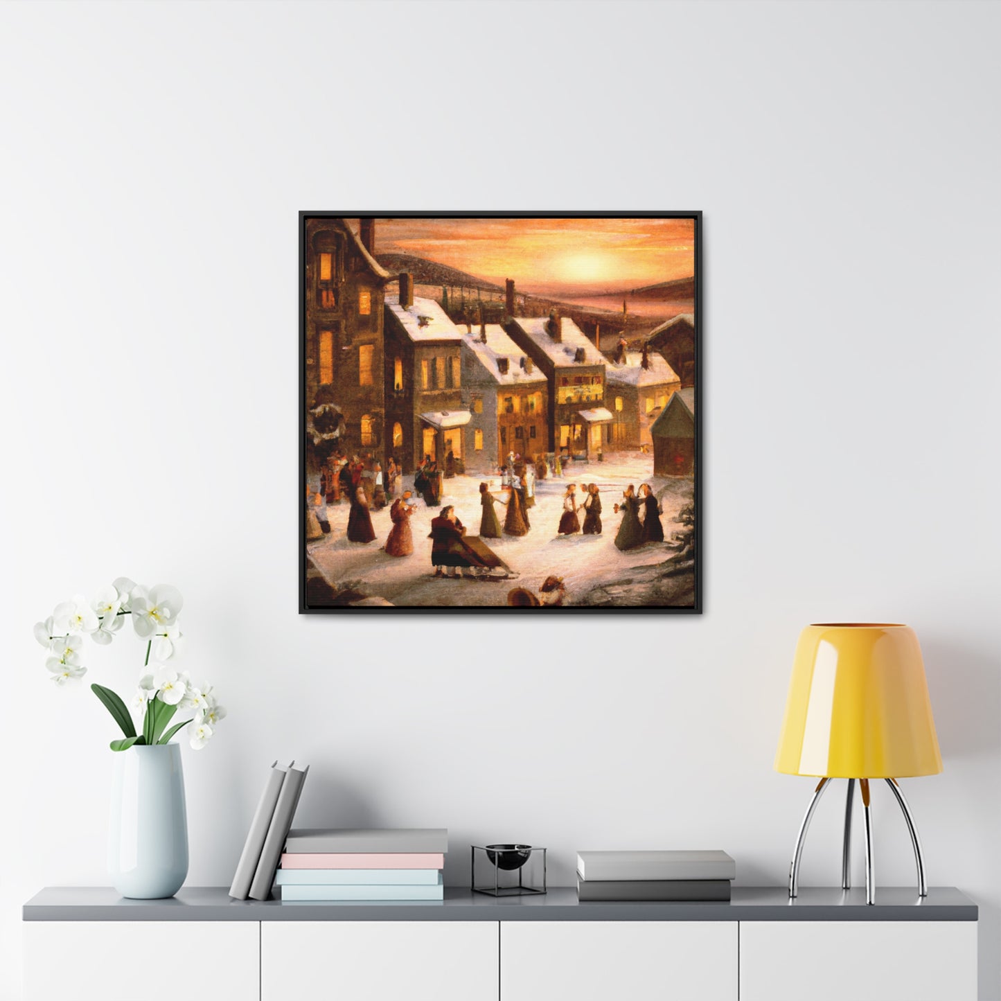 Vintage Christmas Village - Canvas Wall Art: Otto Winterfest - Christmas Wall Decor, Framed Wall Art Print