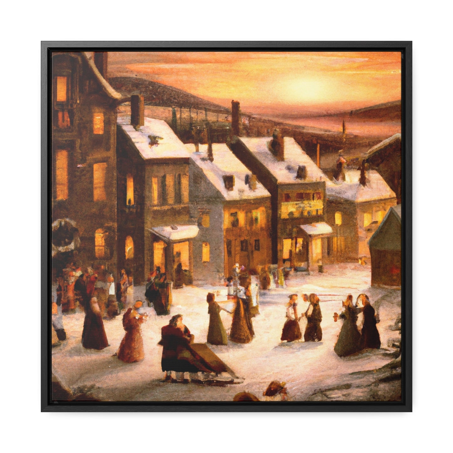 Vintage Christmas Village - Canvas Wall Art: Otto Winterfest - Christmas Wall Decor, Framed Wall Art Print
