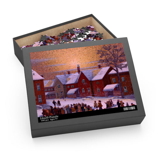 Vintage Christmas Village - JigSaw Puzzle 500 Piece: Ernestina Clausen - Christmas Gift | Holiday Scenes