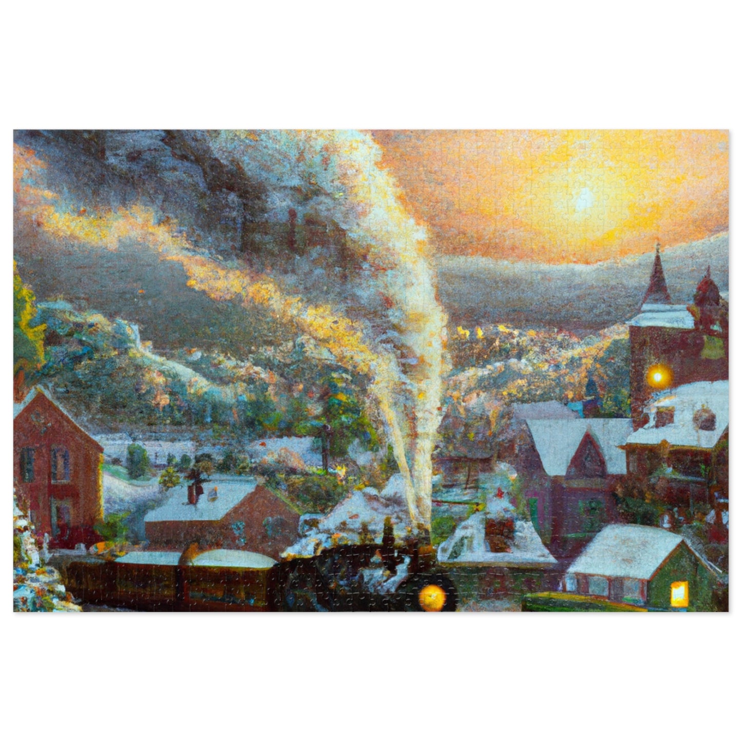 Vintage Christmas Village - JigSaw Puzzle 1000 Piece: Rudolph Reindeerhart - Christmas Gift | Holiday Scenes
