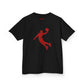 Kids Basketball T‑Shirt — Red Dunk Silhouette Tee