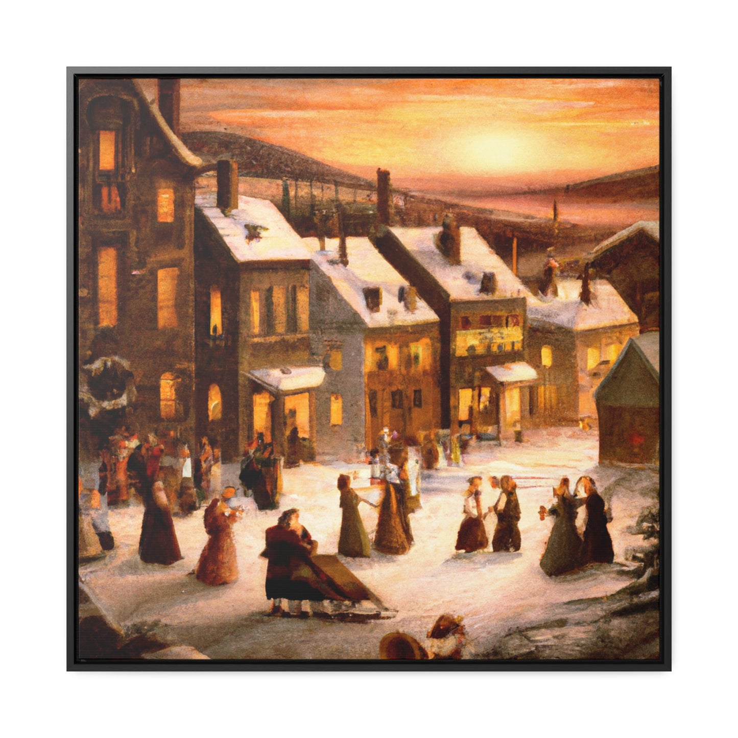 Vintage Christmas Village - Canvas Wall Art: Otto Winterfest - Christmas Wall Decor, Framed Wall Art Print