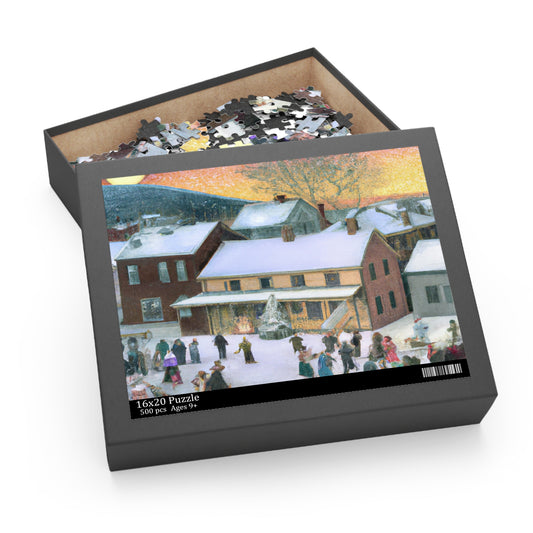 Vintage Christmas Village - JigSaw Puzzle 500 Piece: Hans Clausen - Christmas Gift | Holiday Scenes