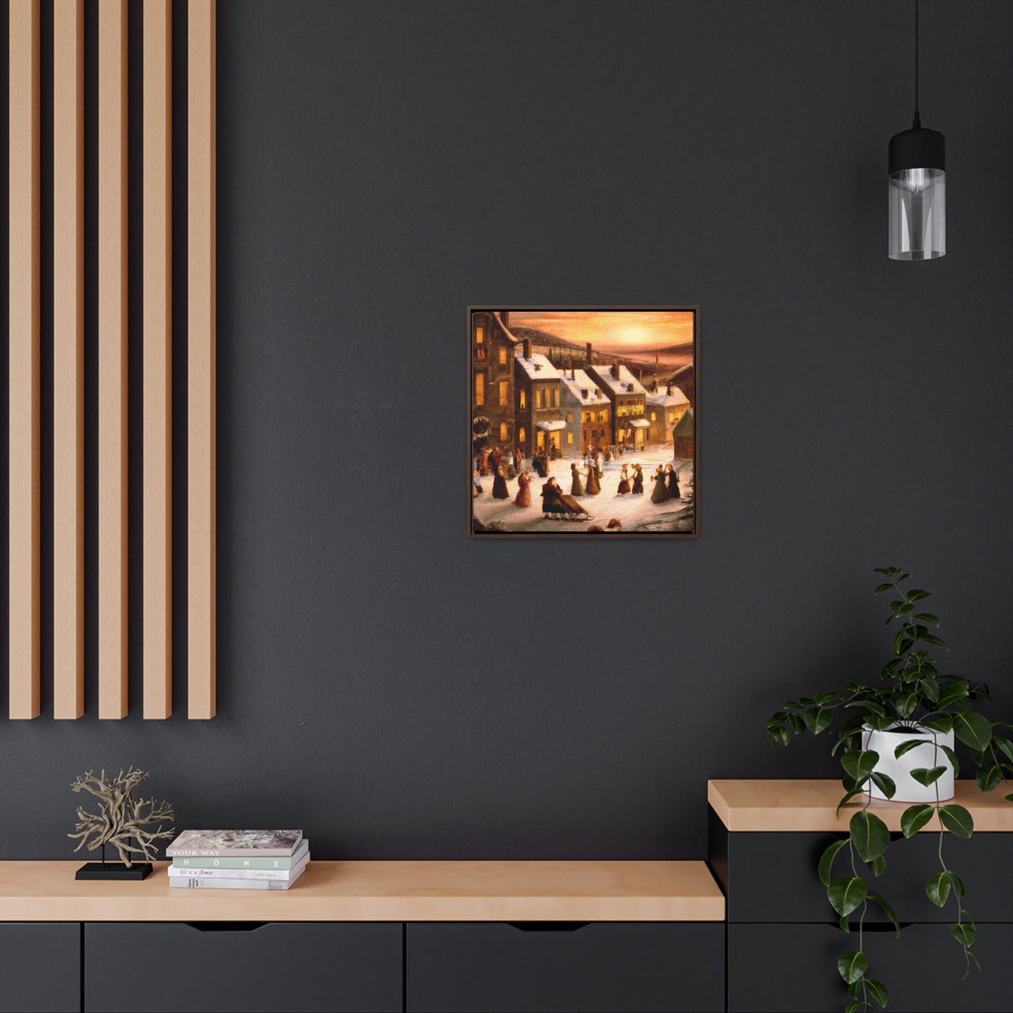 Vintage Christmas Village - Canvas Wall Art: Otto Winterfest - Christmas Wall Decor, Framed Wall Art Print