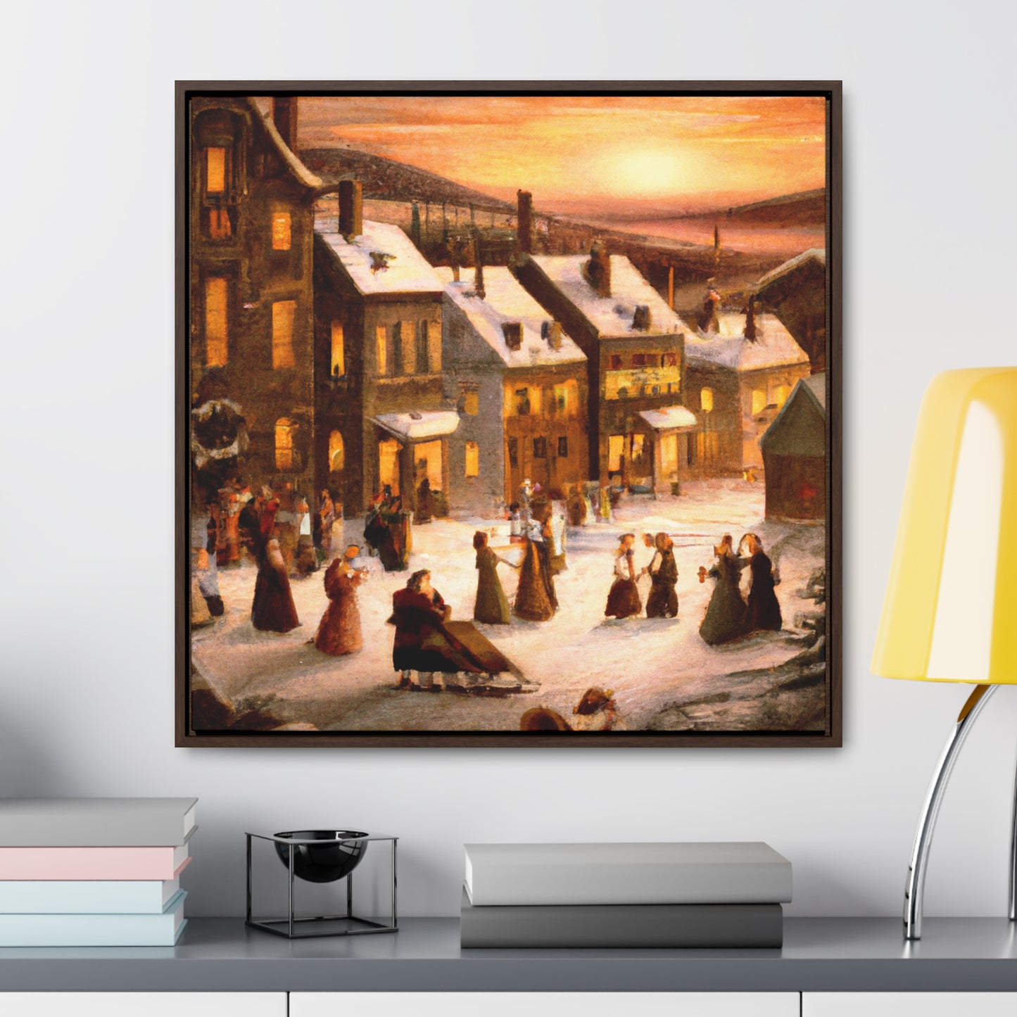 Vintage Christmas Village - Canvas Wall Art: Otto Winterfest - Christmas Wall Decor, Framed Wall Art Print