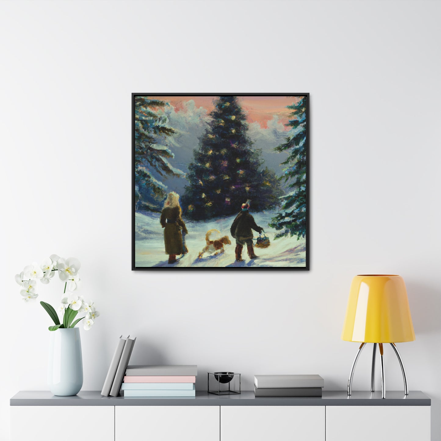 The Christmas Tree Hunt - Canvas Wall Art: Inez Clementina De Merrywinter - Christmas Wall Decor, Framed Wall Art Print