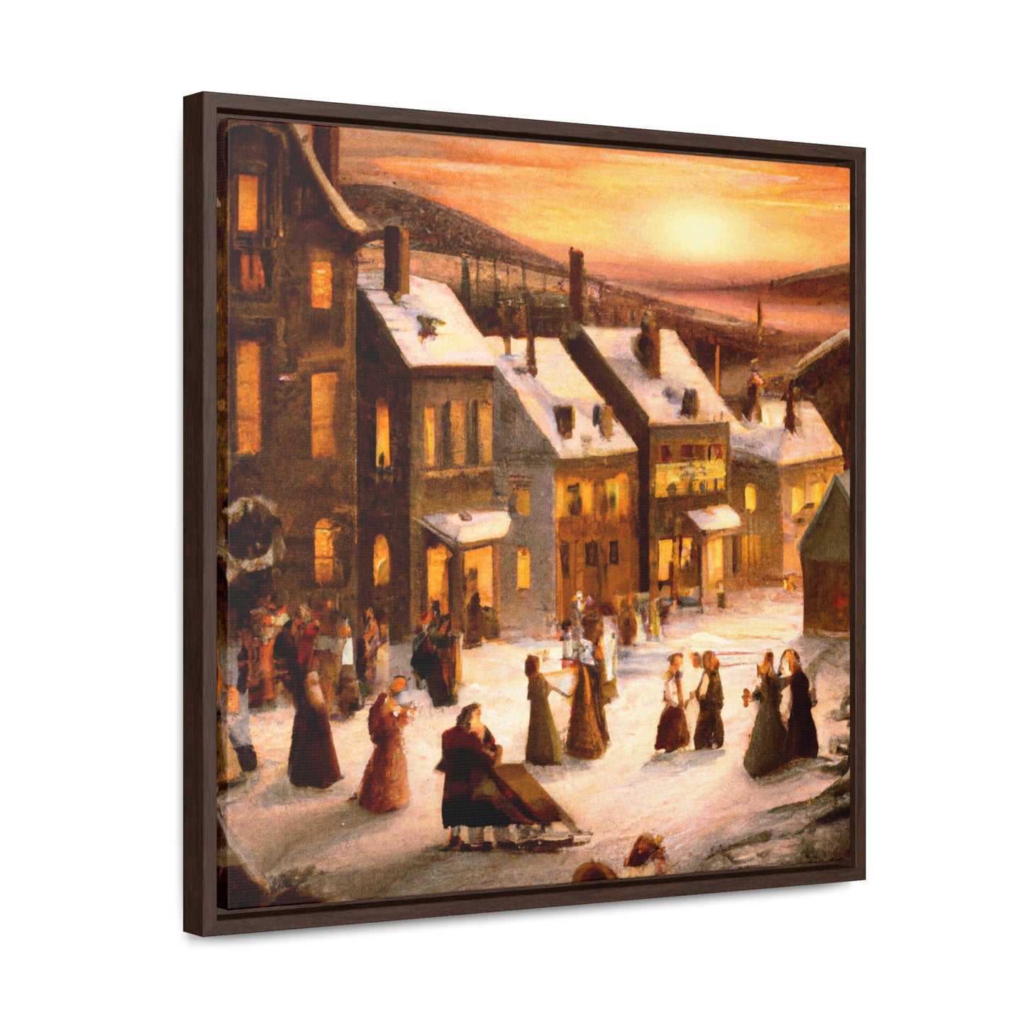 Vintage Christmas Village - Canvas Wall Art: Otto Winterfest - Christmas Wall Decor, Framed Wall Art Print