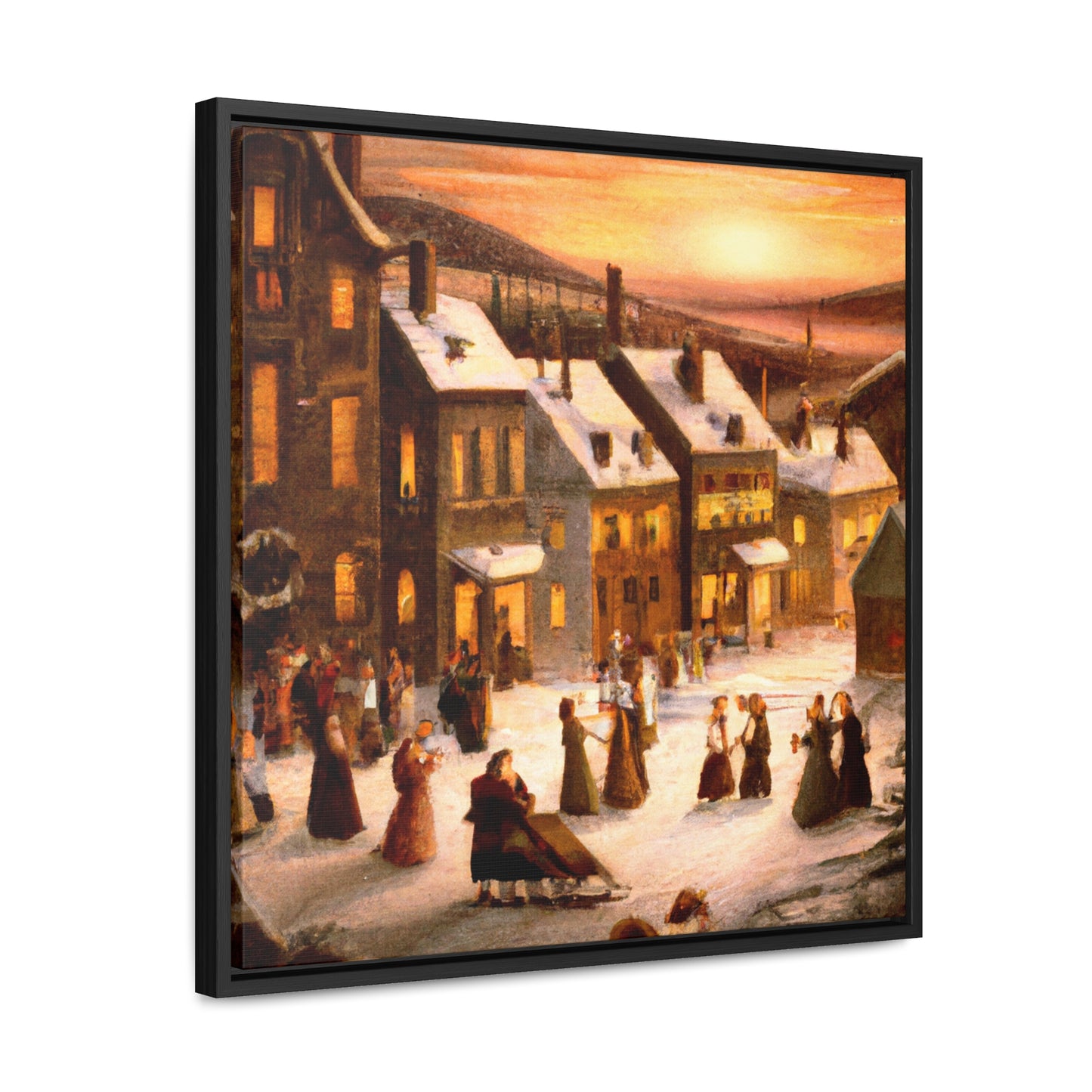 Vintage Christmas Village - Canvas Wall Art: Otto Winterfest - Christmas Wall Decor, Framed Wall Art Print