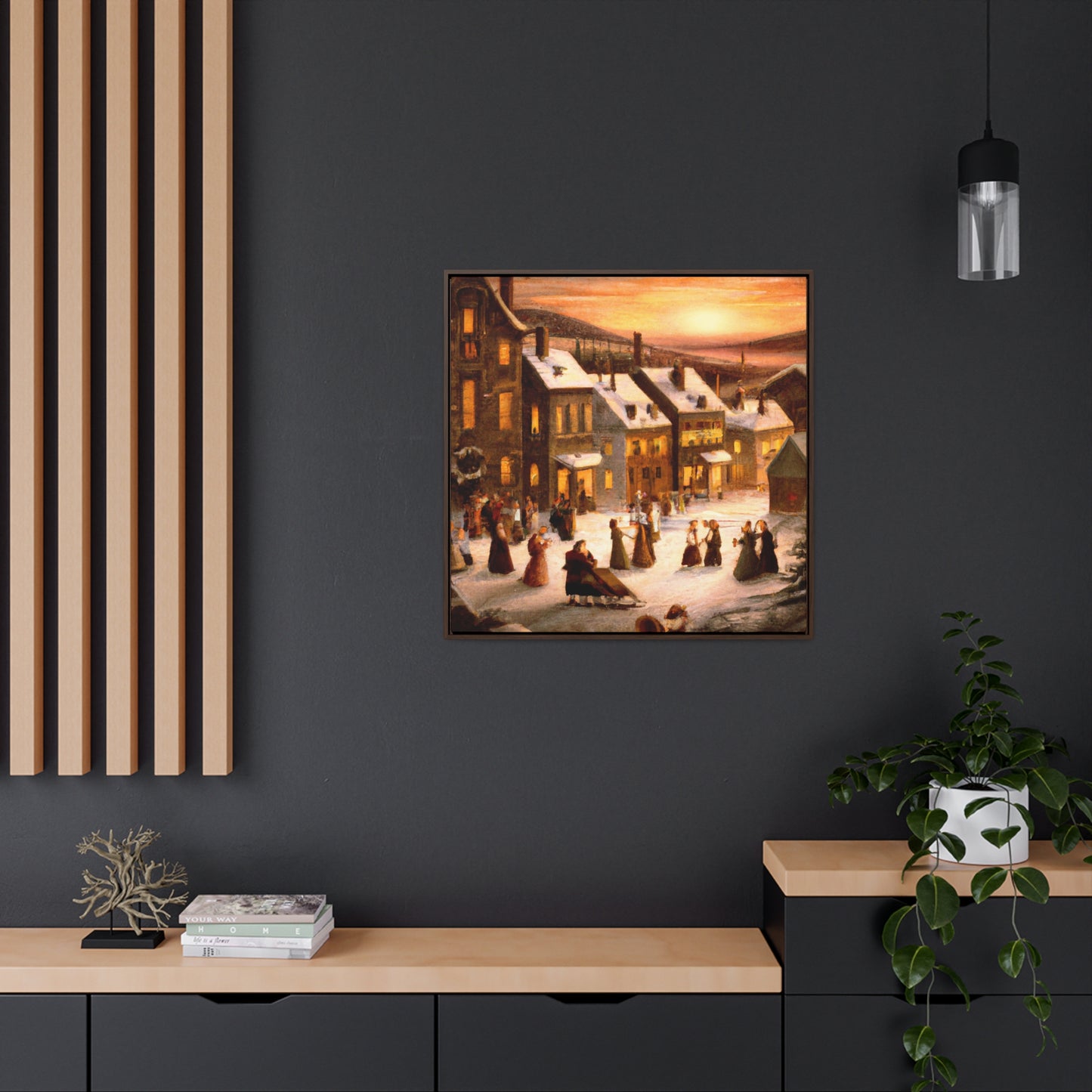 Vintage Christmas Village - Canvas Wall Art: Otto Winterfest - Christmas Wall Decor, Framed Wall Art Print