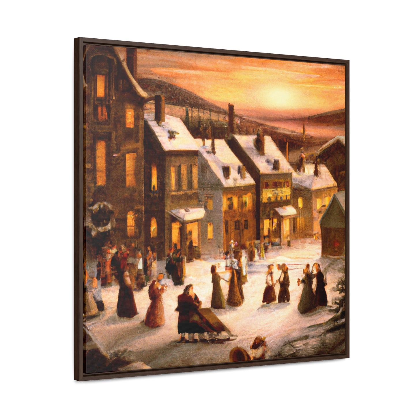Vintage Christmas Village - Canvas Wall Art: Otto Winterfest - Christmas Wall Decor, Framed Wall Art Print