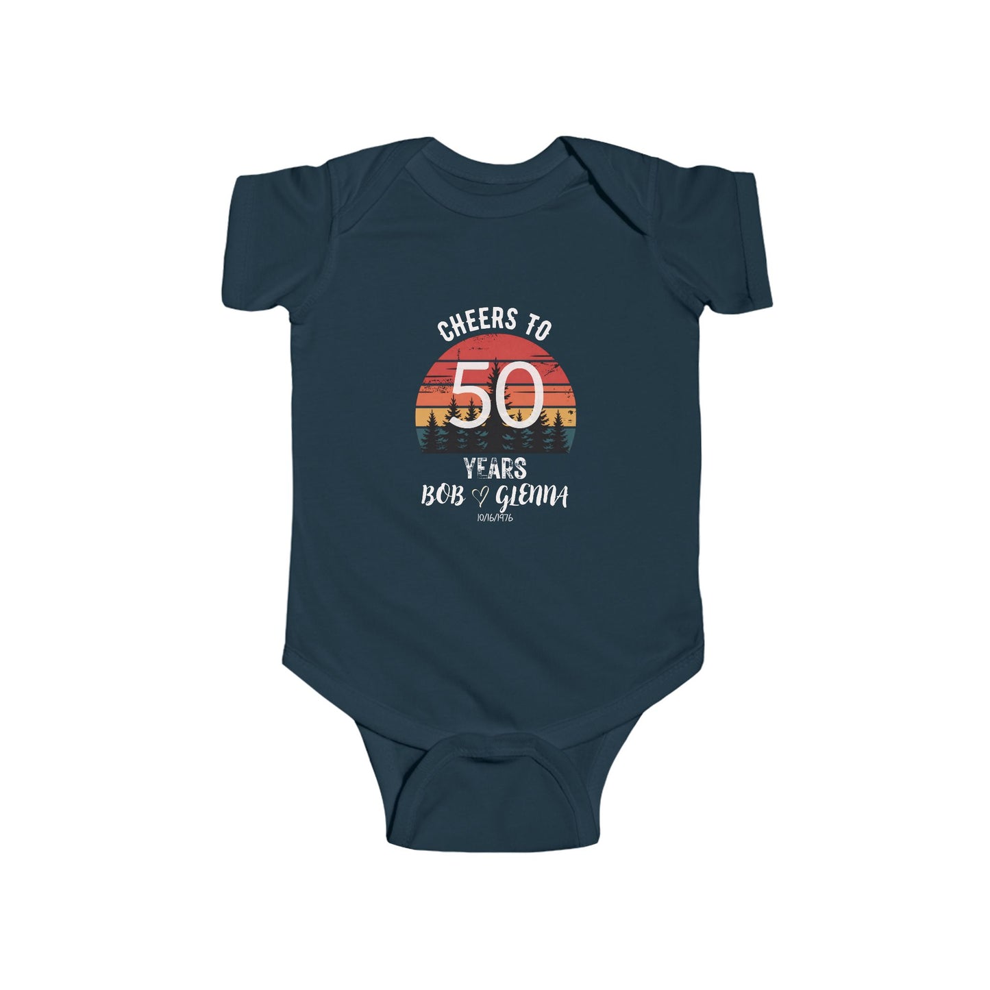 50 Sunset Forest Infant Bodysuit — Retro Baby Onesie