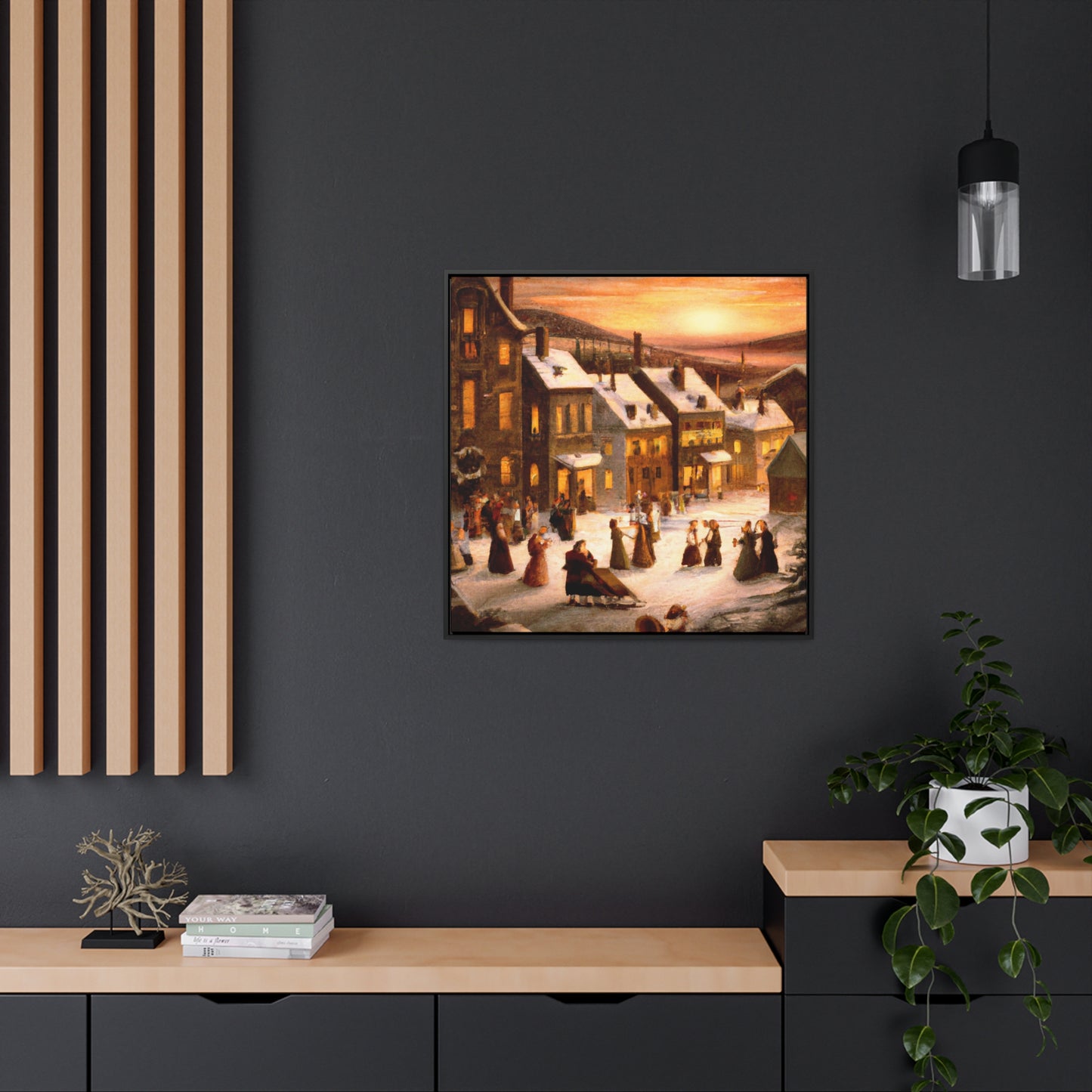 Vintage Christmas Village - Canvas Wall Art: Otto Winterfest - Christmas Wall Decor, Framed Wall Art Print