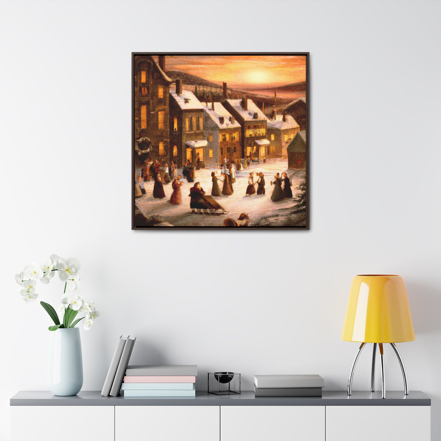 Vintage Christmas Village - Canvas Wall Art: Otto Winterfest - Christmas Wall Decor, Framed Wall Art Print
