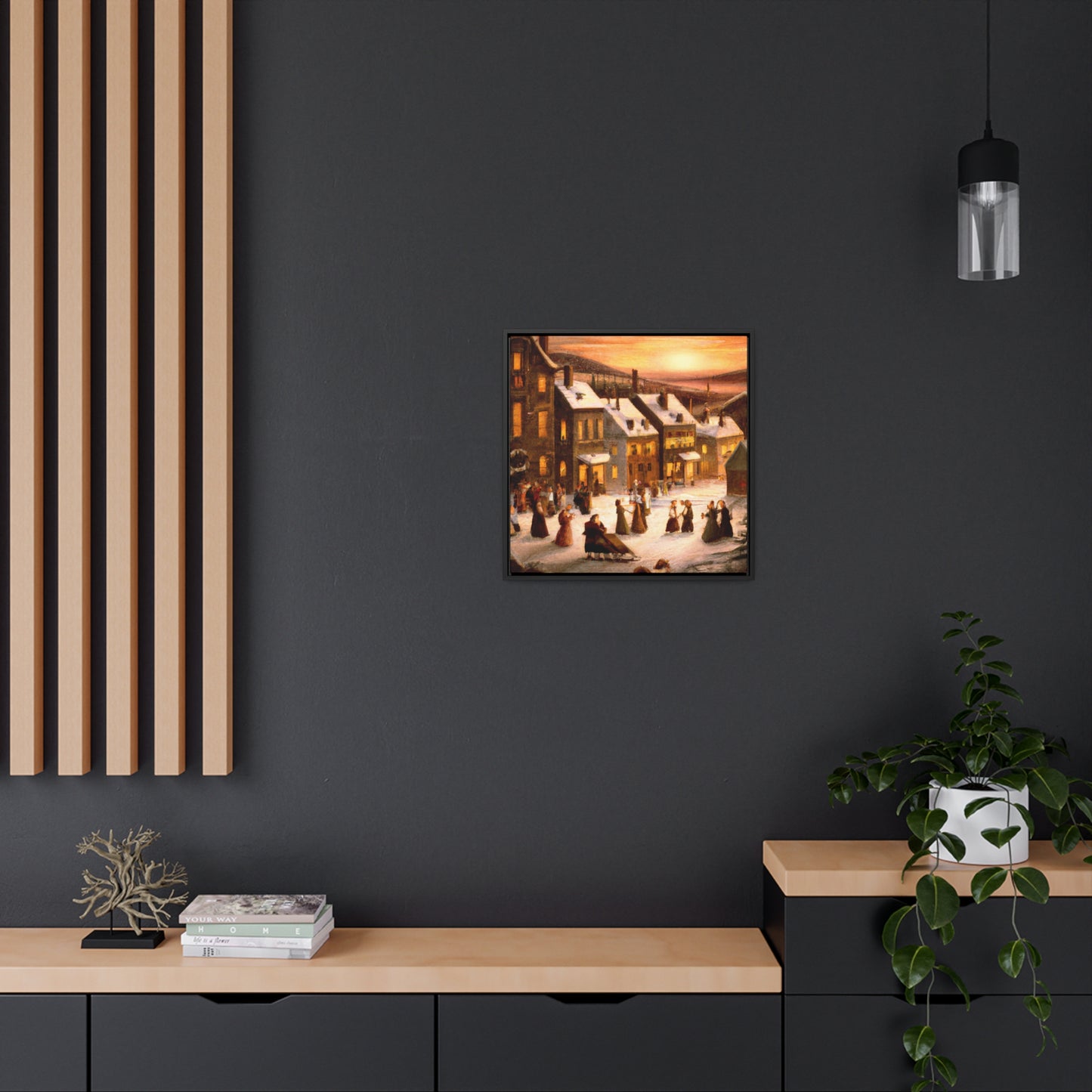Vintage Christmas Village - Canvas Wall Art: Otto Winterfest - Christmas Wall Decor, Framed Wall Art Print