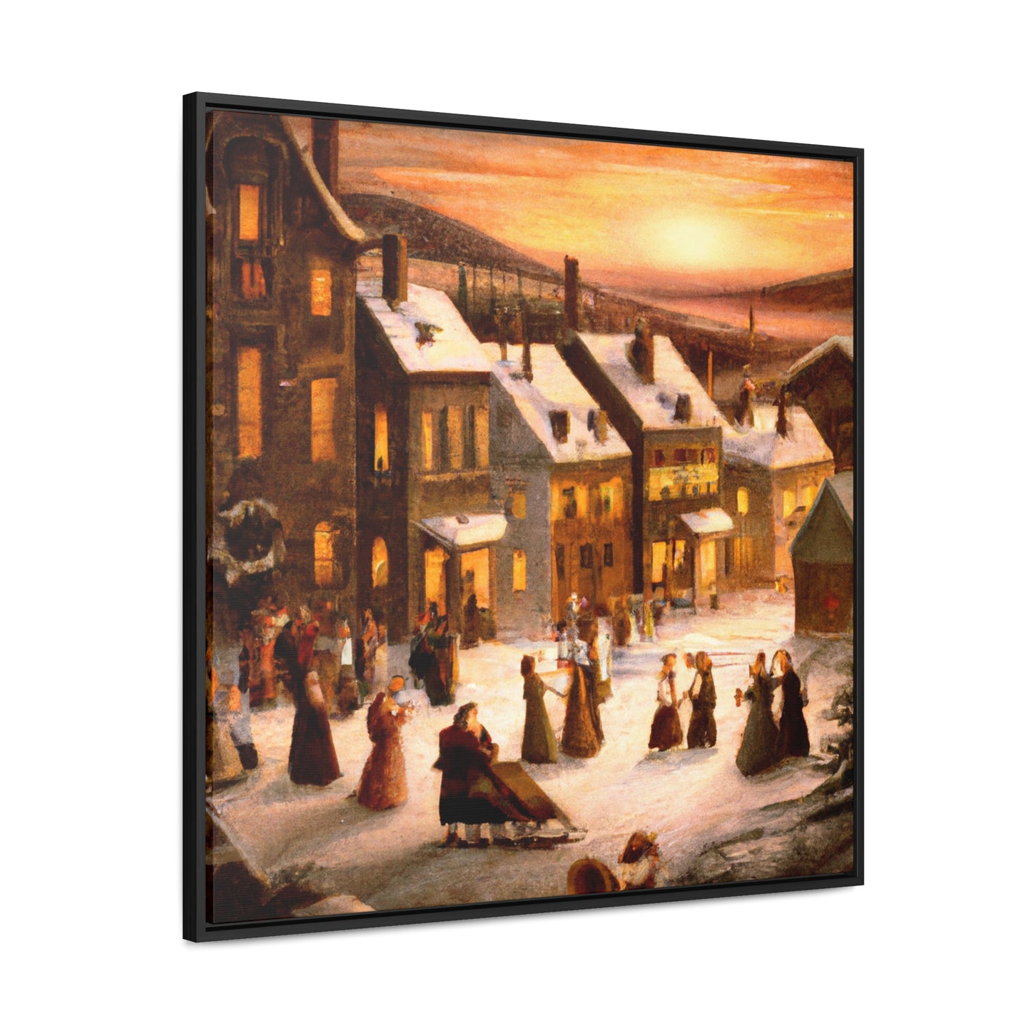Vintage Christmas Village - Canvas Wall Art: Otto Winterfest - Christmas Wall Decor, Framed Wall Art Print